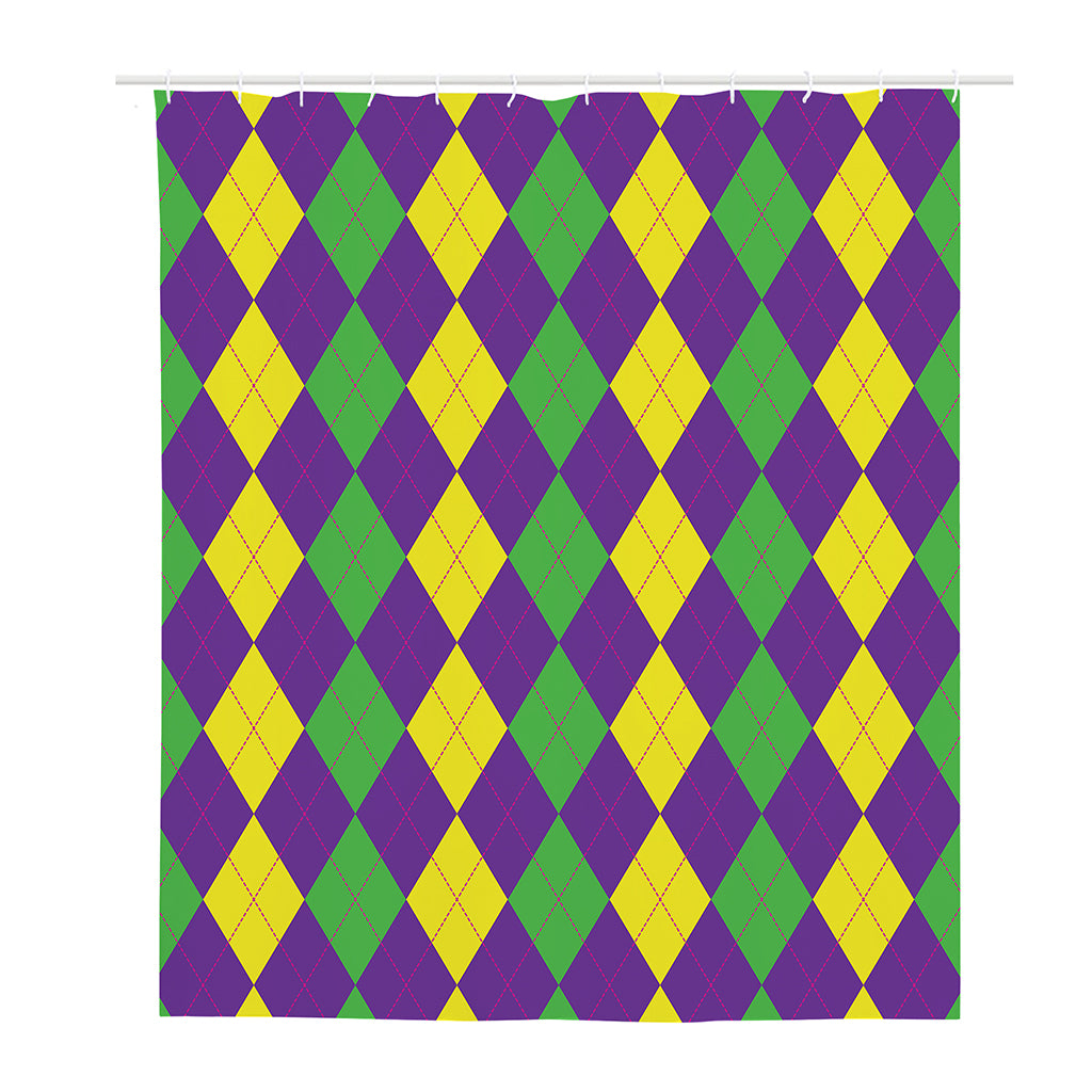 Mardi Gras Argyle Pattern Print Polyester Shower Curtain