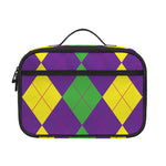 Mardi Gras Argyle Pattern Print Portable Lunch Bag