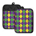 Mardi Gras Argyle Pattern Print Pot Holders With Pocket