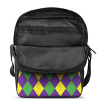 Mardi Gras Argyle Pattern Print Rectangular Crossbody Bag
