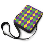 Mardi Gras Argyle Pattern Print Rectangular Crossbody Bag