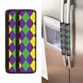 Mardi Gras Argyle Pattern Print Refrigerator Handle Covers