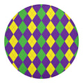 Mardi Gras Argyle Pattern Print Round Blanket