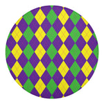 Mardi Gras Argyle Pattern Print Round Blanket
