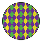 Mardi Gras Argyle Pattern Print Round Floor Mat