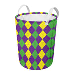 Mardi Gras Argyle Pattern Print Round Laundry Basket