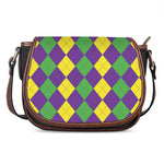 Mardi Gras Argyle Pattern Print Saddle Bag