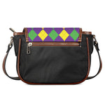 Mardi Gras Argyle Pattern Print Saddle Bag