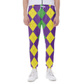 Mardi Gras Argyle Pattern Print Joggers