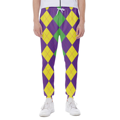 Mardi Gras Argyle Pattern Print Scuba Joggers