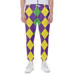 Mardi Gras Argyle Pattern Print Scuba Joggers