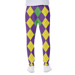 Mardi Gras Argyle Pattern Print Scuba Joggers