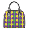 Mardi Gras Argyle Pattern Print Shoulder Handbag