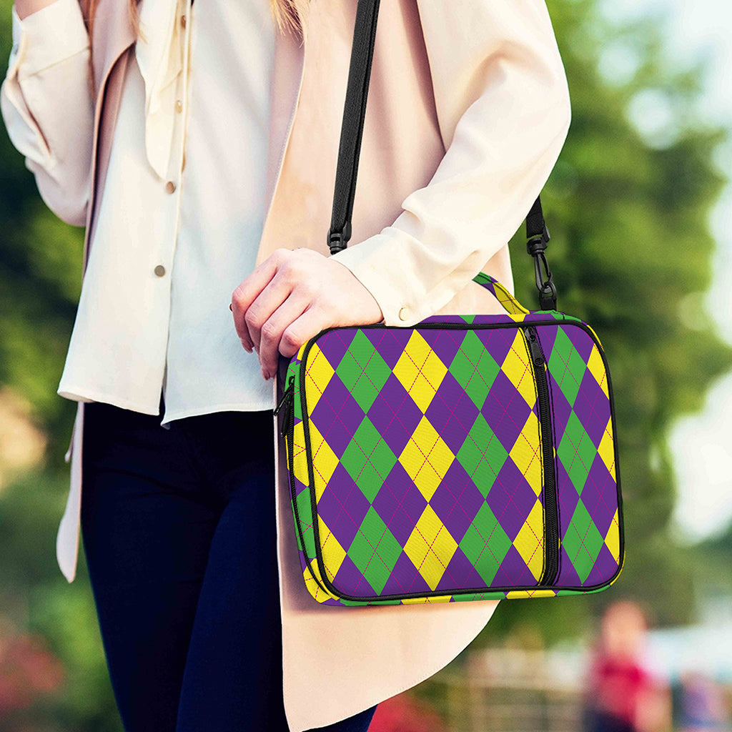 Mardi Gras Argyle Pattern Print Shoulder Strap Bible Bag