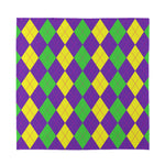 Mardi Gras Argyle Pattern Print Silk Bandana