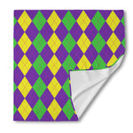 Mardi Gras Argyle Pattern Print Silk Bandana
