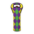 Mardi Gras Argyle Pattern Print Single Neoprene Wine Tote