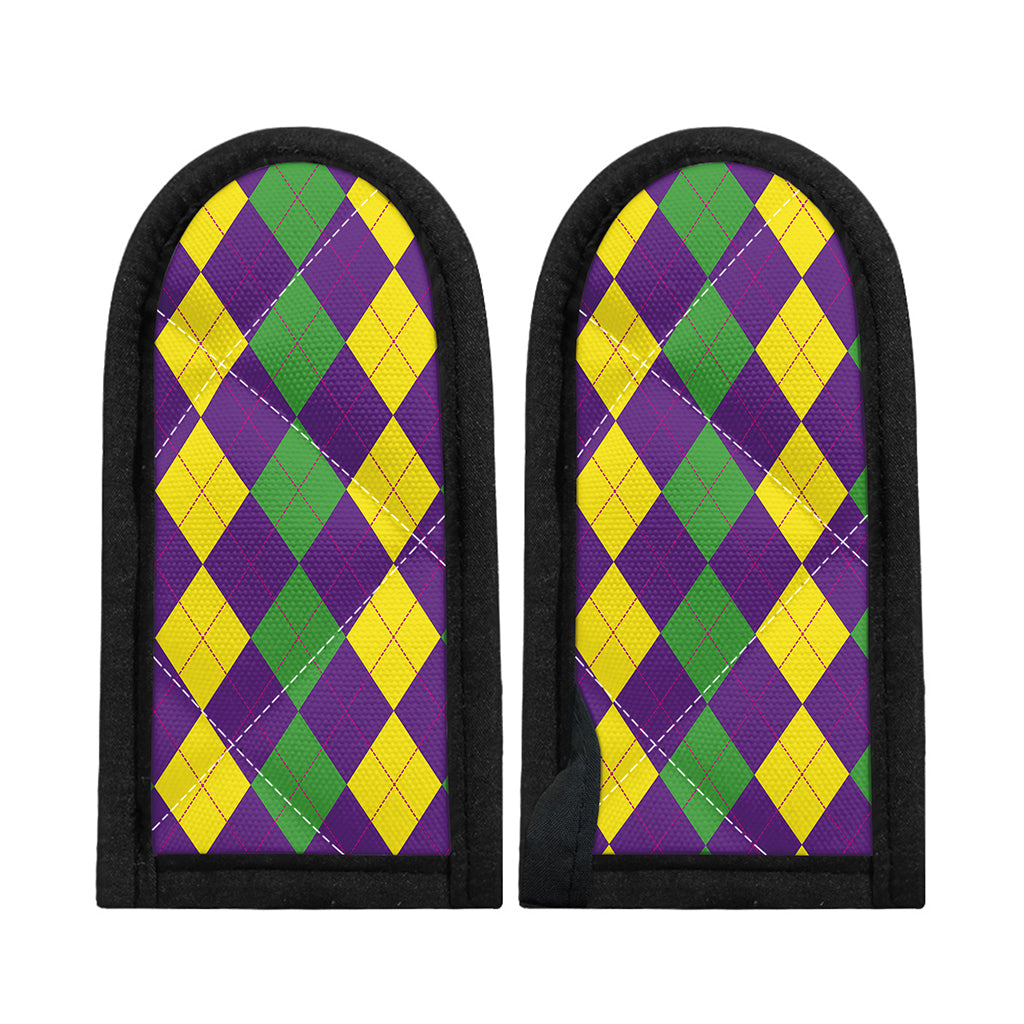 Mardi Gras Argyle Pattern Print Skillet Handle Cover