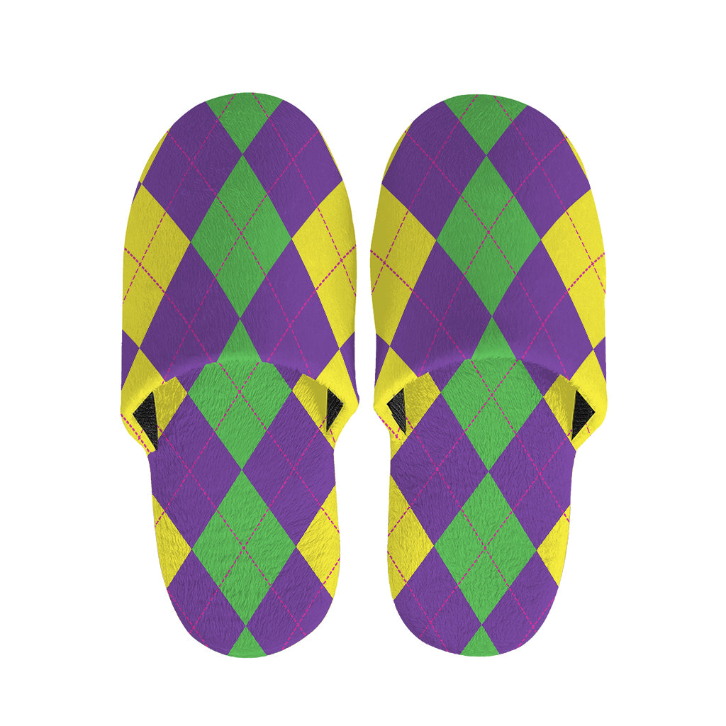 Mardi Gras Argyle Pattern Print Slippers