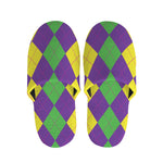 Mardi Gras Argyle Pattern Print Slippers