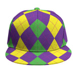 Mardi Gras Argyle Pattern Print Snapback Cap