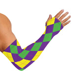 Mardi Gras Argyle Pattern Print Sun Protection Arm Sleeves