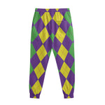 Mardi Gras Argyle Pattern Print Sweatpants