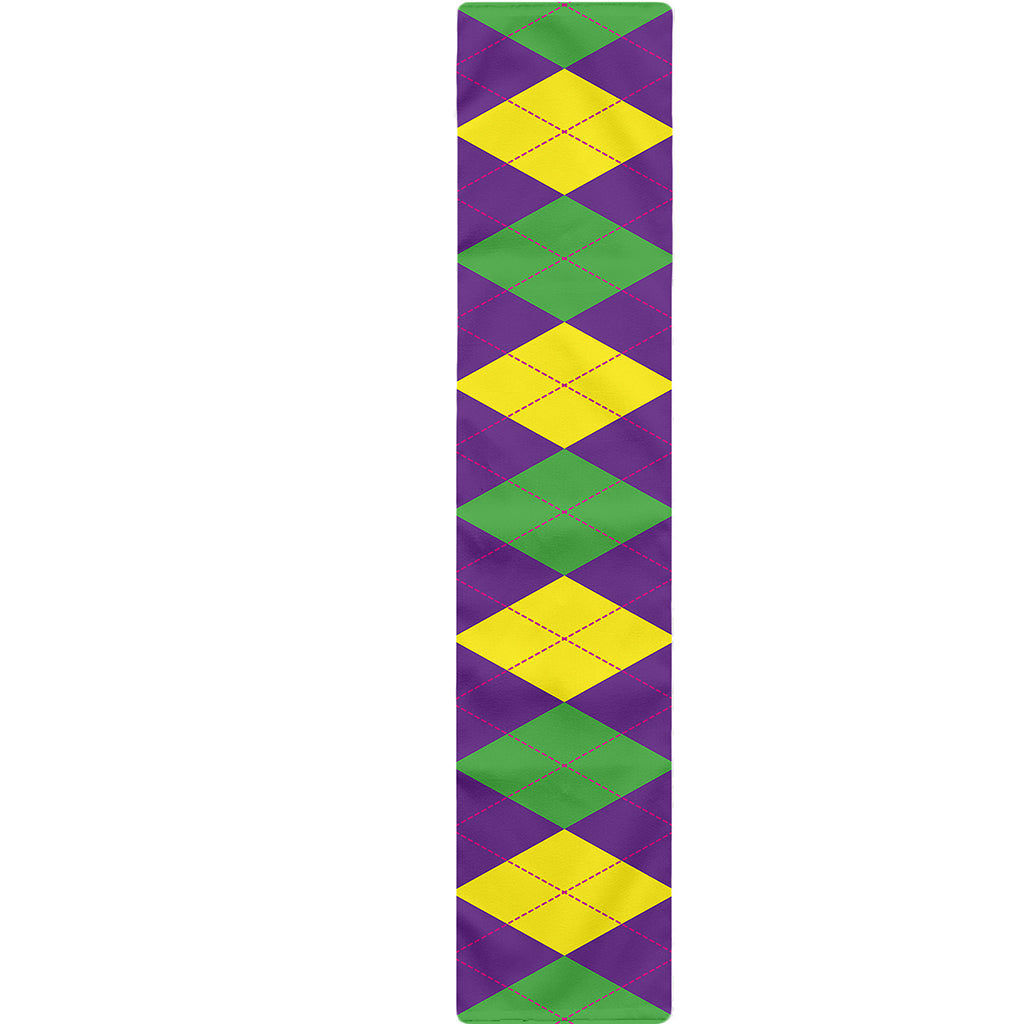 Mardi Gras Argyle Pattern Print Table Runner