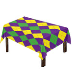 Mardi Gras Argyle Pattern Print Tablecloth