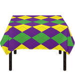 Mardi Gras Argyle Pattern Print Tablecloth