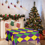 Mardi Gras Argyle Pattern Print Tablecloth