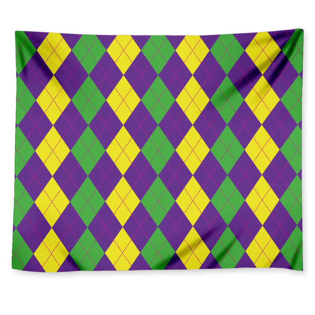 Mardi Gras Argyle Pattern Print Tapestry