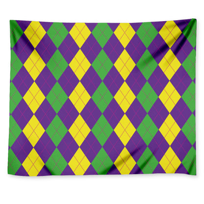 Mardi Gras Argyle Pattern Print Tapestry