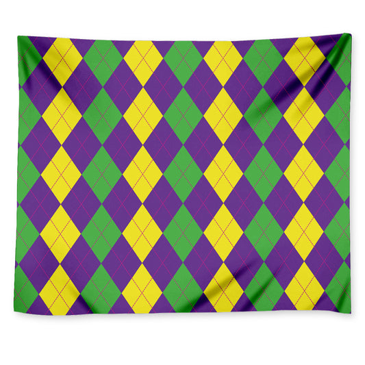 Mardi Gras Argyle Pattern Print Tapestry