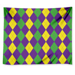 Mardi Gras Argyle Pattern Print Tapestry