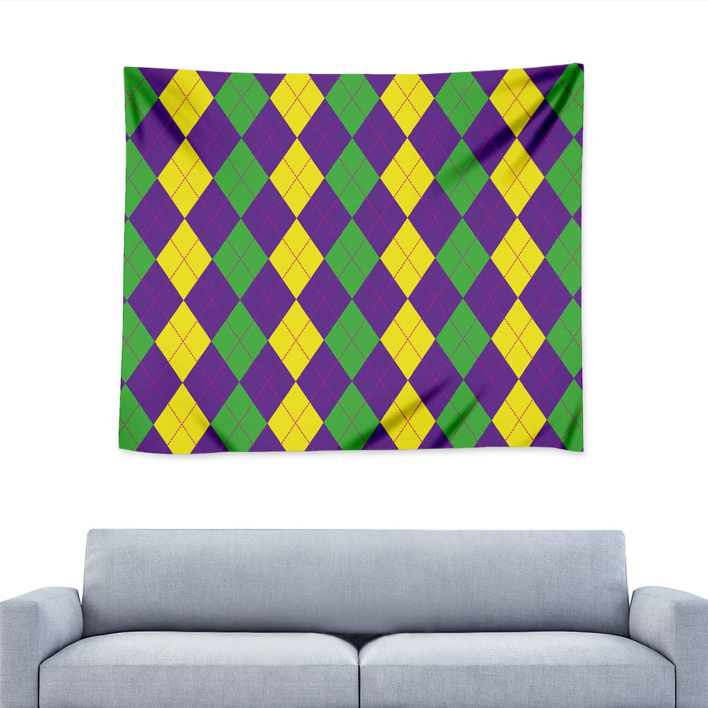 Mardi Gras Argyle Pattern Print Tapestry
