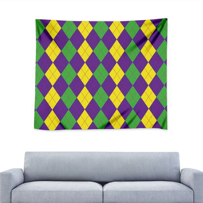 Mardi Gras Argyle Pattern Print Tapestry