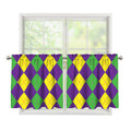 Mardi Gras Argyle Pattern Print Tier Curtains