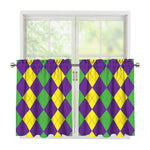 Mardi Gras Argyle Pattern Print Tier Curtains