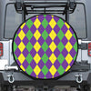 Mardi Gras Argyle Pattern Print Tire Cover