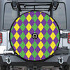 Mardi Gras Argyle Pattern Print Tire Cover With Camera Hole