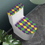 Mardi Gras Argyle Pattern Print Toilet Lid And Tank Cover Set