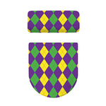 Mardi Gras Argyle Pattern Print Toilet Lid And Tank Cover Set