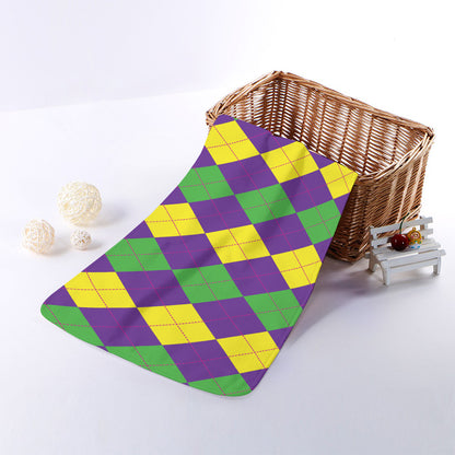 Mardi Gras Argyle Pattern Print Towel