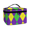 Mardi Gras Argyle Pattern Print Travel Makeup Bag