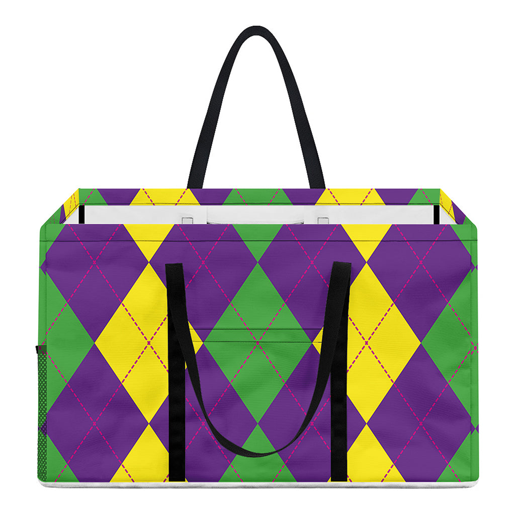 Mardi Gras Argyle Pattern Print Utility Tote Bag