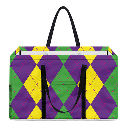Mardi Gras Argyle Pattern Print Utility Tote Bag