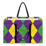 Mardi Gras Argyle Pattern Print Utility Tote Bag