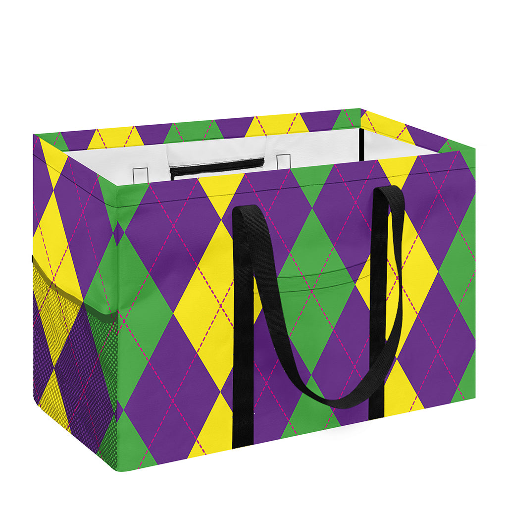 Mardi Gras Argyle Pattern Print Utility Tote Bag