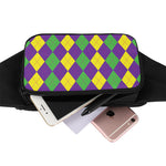 Mardi Gras Argyle Pattern Print Waist Bag